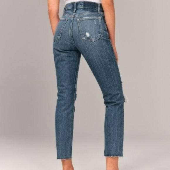 Abercrombie & Fitch Womens High Rise Mom Jeans Dark Wash Size 37 - Picture 3 of 10